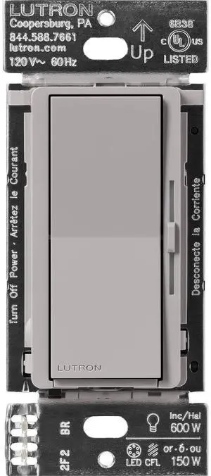 Caseta Diva Smart Dimmer Switch (Smart Hub Required), No Neutral Req For Caseta systems, no neutral required, soft glow light bar, single-pole/3-way, DVRF-6L-GR, Gray Caseta Diva Smart Dimmer Switch (Smart Hub Required), No Neutral Req For Caseta systems, no neutral required, soft glow light bar, single-pole/3-way, DVRF-6L-GR, Gray