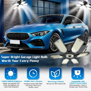 LED Garage Lights - 30000LM Super Brighter Garage Lighting w/ 6 Deformable Panels 6500K Led Shop Lights E26 Screw in Base for Basement Workshop Warehouse Attic - 2Pack LED Garage Lights - 30000LM Super Brighter Garage Lighting w/ 6 Deformable Panels 6500K Led Shop Lights E26 Screw in Base for Basement Workshop Warehouse Attic - 2Pack