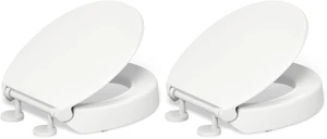 25876-0 Hyten 3" Height, Elevated Soft Close Round Toilet Seat, Contoured Seat with Grip-Tight Bumpers, Quick-Attach Hardware, White (Pack of 2) 25876-0 Hyten 3" Height, Elevated Soft Close Round Toilet Seat, Contoured Seat with Grip-Tight Bumpers, Quick-Attach Hardware, White (Pack of 2)