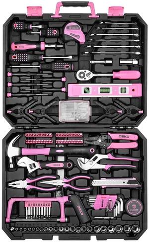 Tool Set: 228 Piece Home Tool Kit, Household Basic Repair Tool Set Comes with Storage ToolBox, Socket Wrench Set for Car, Hand Tool Box Set for Home - Pink Tool Set: 228 Piece Home Tool Kit, Household Basic Repair Tool Set Comes with Storage ToolBox, Socket Wrench Set for Car, Hand Tool Box Set for Home - Pink