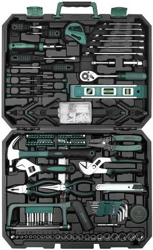 Tool Set: 228 Piece Home Tool Kit, Household Basic Repair Tool Set Comes with Storage ToolBox, Socket Wrench Set for Car, Hand Tool Box Set for Home - Green Tool Set: 228 Piece Home Tool Kit, Household Basic Repair Tool Set Comes with Storage ToolBox, Socket Wrench Set for Car, Hand Tool Box Set for Home - Green