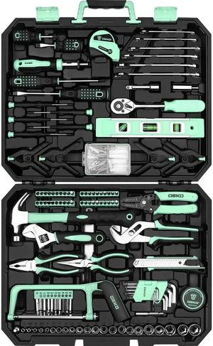 Tool Set: 228 Piece Home Tool Kit, Household Basic Repair Tool Set Comes with Storage ToolBox, Socket Wrench Set for Car, Hand Tool Box Set for Home - Turquoise Tool Set: 228 Piece Home Tool Kit, Household Basic Repair Tool Set Comes with Storage ToolBox, Socket Wrench Set for Car, Hand Tool Box Set for Home - Turquoise