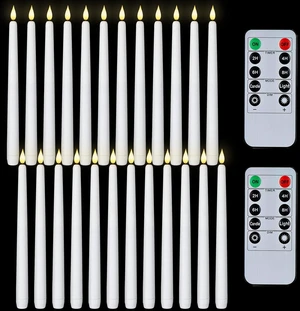 11 inches White LED Taper Candles, 24 Pcs Flameless Taper Candles with Remote Timer Dimmer, Plastic Battery Operated Candlesticks with Flickering Flame for Halloween Christmas Wedding Party 11 inches White LED Taper Candles, 24 Pcs Flameless Taper Candles with Remote Timer Dimmer, Plastic Battery Operated Candlesticks with Flickering Flame for Halloween Christmas Wedding Party