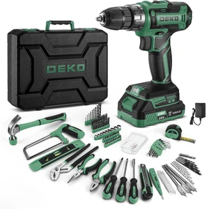 Green Drill Tool Kit Set: 20V Cordless Power Drill Tool Box with Battery Electric Drill Driver for Men Home Hand Repair Basic Toolbox Tools Sets Drills Case Green Drill Tool Kit Set: 20V Cordless Power Drill Tool Box with Battery Electric Drill Driver for Men Home Hand Repair Basic Toolbox Tools Sets Drills Case