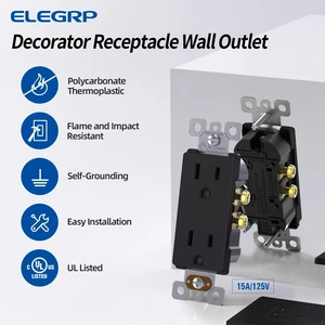 Matte Black Decorator Receptacle, 15A 125V Standard Electrical Wall Outlet, 2 Pole 3 Wire, Non- Tamper Resistant, NEMA 5-15R, Self-Grounding Residential Grade Outlet, UL Listed, 20 Pack Matte Black Decorator Receptacle, 15A 125V Standard Electrical Wall Outlet, 2 Pole 3 Wire, Non- Tamper Resistant, NEMA 5-15R, Self-Grounding Residential Grade Outlet, UL Listed, 20 Pack