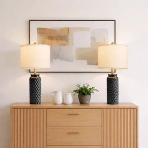 24" Modern Ceramic Black Bedside Lamp Set of 2 Table Lamp for Bedroom Decor Farmhouse Table Lamp for Living Room Office Dorm 24" Modern Ceramic Black Bedside Lamp Set of 2 Table Lamp for Bedroom Decor Farmhouse Table Lamp for Living Room Office Dorm