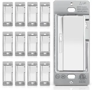 12 Pack Super Slim Slide Dimmer Light Switch, Single Pole or 3 Way Dimmer Switches, Compatible with LED Dimmable Lamp, CFL, Incandescent, Halogen Bulb, ETL Listed, White 12 Pack Super Slim Slide Dimmer Light Switch, Single Pole or 3 Way Dimmer Switches, Compatible with LED Dimmable Lamp, CFL, Incandescent, Halogen Bulb, ETL Listed, White