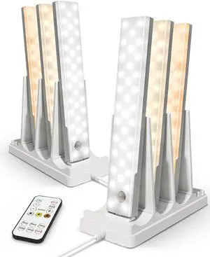 6-Pack Under Cabinet Lighting with 2 Charging Stations, 9 Inch Rechargeable Wireless Motion Sensor Lights, 2000mAh, 3 Color Temps, Dimmable, Magnetic, Remote Control for Kitchen, Closet 6-Pack Under Cabinet Lighting with 2 Charging Stations, 9 Inch Rechargeable Wireless Motion Sensor Lights, 2000mAh, 3 Color Temps, Dimmable, Magnetic, Remote Control for Kitchen, Closet