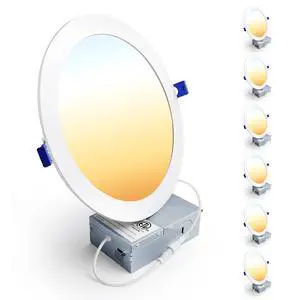 6 Pack 8 Inch LED Recessed Light, 5CCT Dimmable Canless Wafer 2700K-5000K Selectable, 5%-100% Dimmable, 1600LM 18W 120V, IC & Damp Rated, ETL & FCC & UL Certified, 50000h Life Span 6 Pack 8 Inch LED Recessed Light, 5CCT Dimmable Canless Wafer 2700K-5000K Selectable, 5%-100% Dimmable, 1600LM 18W 120V, IC & Damp Rated, ETL & FCC & UL Certified, 50000h Life Span