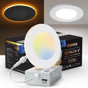 12 Pack 4 Inch LED Recessed Lighting, Canless Wafer Downlight 5CCT, Ultra-Thin Recessed Light with Night Light, Dimmable, 7W 700LM 120V, IC&Damp Rated 12 Pack 4 Inch LED Recessed Lighting, Canless Wafer Downlight 5CCT, Ultra-Thin Recessed Light with Night Light, Dimmable, 7W 700LM 120V, IC&Damp Rated
