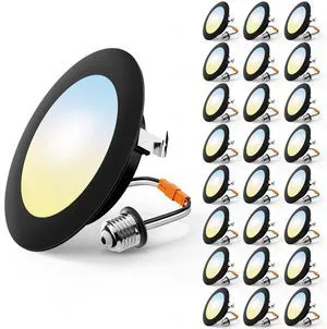 24 Pack Retrofit LED Recessed Lighting 4 Inch, 5CCT, Black 2700K/3000K/4000K/5000K/6000K Selectable, Dimmable Flat Can Lights, 700LM Brightness, 7W, IC & Damp Rated, ETL & FCC 24 Pack Retrofit LED Recessed Lighting 4 Inch, 5CCT, Black 2700K/3000K/4000K/5000K/6000K Selectable, Dimmable Flat Can Lights, 700LM Brightness, 7W, IC & Damp Rated, ETL & FCC