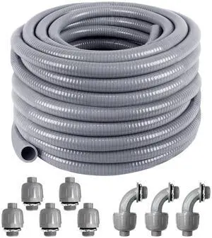 Liquid-Tight Conduit 100 ft and 8 Pieces of Connector Kit Electrical Conduit 3/4 100ft UL Certification,Flexible Conduit with 5 Straight and 5 90-Degree Conduit Connector Fittings Liquid-Tight Conduit 100 ft and 8 Pieces of Connector Kit Electrical Conduit 3/4 100ft UL Certification,Flexible Conduit with 5 Straight and 5 90-Degree Conduit Connector Fittings
