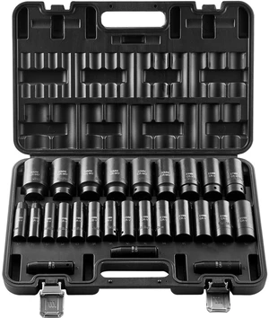 Impact Socket Set, 26pcs x 1/2inch Metric 10mm-36mm Impact Sockets, 6-Point Deep Socket Rugged Construction High-torque, Cr-V 1/2 Inches Drive Socket Set Impact with a Storage Cage Impact Socket Set, 26pcs x 1/2inch Metric 10mm-36mm Impact Sockets, 6-Point Deep Socket Rugged Construction High-torque, Cr-V 1/2 Inches Drive Socket Set Impact with a Storage Cage