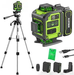 Laser Level with Tripod, 4x360° Self Leveling Laser Level, Green Line Laser 4D Laser Leveler Tool with 2Pcs Lithium Batteries for Picture Hanging, Tile, Home Renovation, Indoor(Green) Laser Level with Tripod, 4x360° Self Leveling Laser Level, Green Line Laser 4D Laser Leveler Tool with 2Pcs Lithium Batteries for Picture Hanging, Tile, Home Renovation, Indoor(Green)