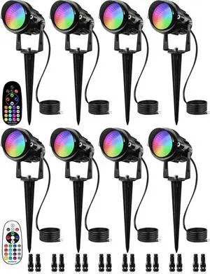 RGBW Color Changing Landscape Lights Low Voltage 8Pcs with Connector Remote Control Waterproof RGB Low Voltage LED Landscape Lighting Spotlight Garden Yard Halloween Christmas Decoration Outdoor RGBW Color Changing Landscape Lights Low Voltage 8Pcs with Connector Remote Control Waterproof RGB Low Voltage LED Landscape Lighting Spotlight Garden Yard Halloween Christmas Decoration Outdoor