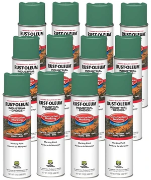 Construction Marking Spray Paint, Water-Based, Safety Green M1400 System, 17oz. Construction & survey marking; fast-dry inverted spray for pavement, soil, turf & utilities. Pack of 12 Construction Marking Spray Paint, Water-Based, Safety Green M1400 System, 17oz. Construction & survey marking; fast-dry inverted spray for pavement, soil, turf & utilities. Pack of 12