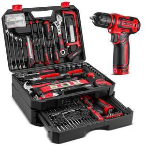 Drill Tool SetTool Kit with 12V Power Cordless Drill Hand Repair Tools Box with Drill, Home Tool Kits for Men & Women, Hand Drill Set Perfect for Homeowner, Diyer, Handyman - Red Drill Tool SetTool Kit with 12V Power Cordless Drill Hand Repair Tools Box with Drill, Home Tool Kits for Men & Women, Hand Drill Set Perfect for Homeowner, Diyer, Handyman - Red