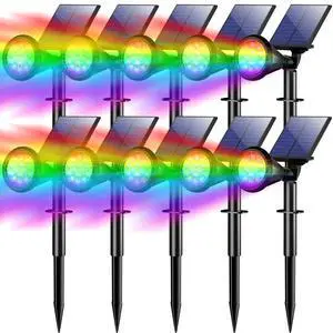 Solar Lights Outdoor Waterproof Flag Spotlights 10 Pack (Colored) 4 Lighting Modes Solar Powered Landscape lights Auto On/Off, Solar Garden Yard Lawn Tree Pathway Flood Uplights for Outside Solar Lights Outdoor Waterproof Flag Spotlights 10 Pack (Colored) 4 Lighting Modes Solar Powered Landscape lights Auto On/Off, Solar Garden Yard Lawn Tree Pathway Flood Uplights for Outside