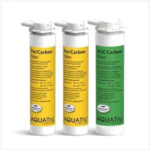 AquaTru One-Year Carafe Filter Combo Pack Includes 1 Pre/Carbon Filter (Stages 12) & 1 VOC Carbon Filter (Stage 4) Compatible with AquaTru Carafe Water Purifiers AquaTru One-Year Carafe Filter Combo Pack Includes 1 Pre/Carbon Filter (Stages 12) & 1 VOC Carbon Filter (Stage 4) Compatible with AquaTru Carafe Water Purifiers