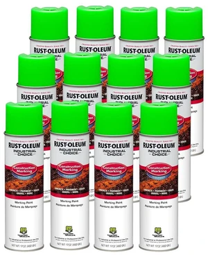 Construction Marking Spray Paint, Water-Based, Fluorescent Green M1400 System, 17oz. Construction & survey marking; fast-dry inverted spray for pavement, soil, turf & utilities. Pack of 12 Construction Marking Spray Paint, Water-Based, Fluorescent Green M1400 System, 17oz. Construction & survey marking; fast-dry inverted spray for pavement, soil, turf & utilities. Pack of 12
