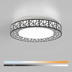 16 Inch Bird's Nest Flush Mount Ceiling Light, 28W, 5CCT 2700K-6500K Selectable, Modern LED Ceiling Light Fixture, Dimmable, for Bedroom, Kitchen, Closet, Black, ETL Listed 16 Inch Bird's Nest Flush Mount Ceiling Light, 28W, 5CCT 2700K-6500K Selectable, Modern LED Ceiling Light Fixture, Dimmable, for Bedroom, Kitchen, Closet, Black, ETL Listed