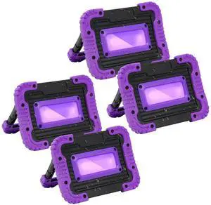 Rechargeable Black Light, Cordless 395nm LED Blacklight for Neon Glow Party Portable but Powerful, 4 Pack UV Flood Lights for Glow Party, Body Paint, Halloween, Neon Decorations Rechargeable Black Light, Cordless 395nm LED Blacklight for Neon Glow Party Portable but Powerful, 4 Pack UV Flood Lights for Glow Party, Body Paint, Halloween, Neon Decorations