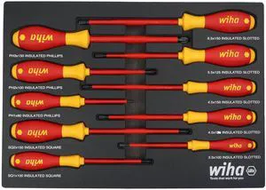 32080 10 Piece Insulated SoftFinish Cushion Grip Screwdriver Tray Set 1000V VDE certified, tray organized set, SoftFinish cushion grip, tested to 10,000 volts, made in Germany 32080 10 Piece Insulated SoftFinish Cushion Grip Screwdriver Tray Set 1000V VDE certified, tray organized set, SoftFinish cushion grip, tested to 10,000 volts, made in Germany
