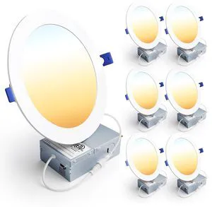 6 Pack 7 Inch LED Recessed Light, 5CCT Dimmable Canless Wafer 2700K-5000K Selectable, 5%-100% Dimmable, 1600LM 15W 120V, IC & Damp Rated, ETL & FCC & UL Certified, 50000h Life Span 6 Pack 7 Inch LED Recessed Light, 5CCT Dimmable Canless Wafer 2700K-5000K Selectable, 5%-100% Dimmable, 1600LM 15W 120V, IC & Damp Rated, ETL & FCC & UL Certified, 50000h Life Span