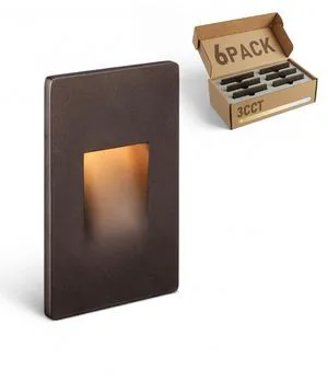 6-Pack 3CCT 120V LED Step Lights, Vertical, Oil Rubbed Bronze 110LM, 5%-100% Dimmable, CRI90, ETL, Indoor Outdoor Stair Lights, Wet Location, 3000K/4000K/5000K, Aluminum 6-Pack 3CCT 120V LED Step Lights, Vertical, Oil Rubbed Bronze 110LM, 5%-100% Dimmable, CRI90, ETL, Indoor Outdoor Stair Lights, Wet Location, 3000K/4000K/5000K, Aluminum