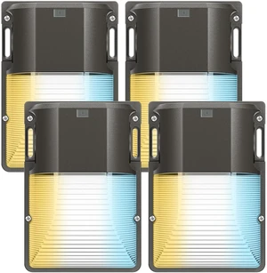 30W LED Wall Pack Light, 3CCT 3600LM, Dusk to Dawn Sensor, 4 Pack 120Vac, IP65 Waterproof, 3CCT 3600LM, Hardwired Installation, Pre-punched Design, UL Listed, Garage and Porch Security Use 30W LED Wall Pack Light, 3CCT 3600LM, Dusk to Dawn Sensor, 4 Pack 120Vac, IP65 Waterproof, 3CCT 3600LM, Hardwired Installation, Pre-punched Design, UL Listed, Garage and Porch Security Use