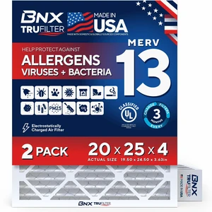 TruFilter 20x25x4 (19.5 x 24.5 x 3.63 Slim Fit) MERV 13 Air Filter (2-Pack) - MADE IN USA - Air Conditioner HVAC AC Furnace Filters Health, Allergies, Mold, Bacteria, Smoke, MPR 1900 FPR 10 TruFilter 20x25x4 (19.5 x 24.5 x 3.63 Slim Fit) MERV 13 Air Filter (2-Pack) - MADE IN USA - Air Conditioner HVAC AC Furnace Filters Health, Allergies, Mold, Bacteria, Smoke, MPR 1900 FPR 10