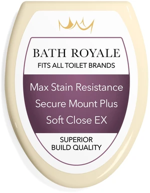 Toilet Seat Elongated with Cover BR501-02 Soft Close, Heavy Duty, Comfortable, Stain-Resistant and Easy to Keep Clean, Fits All Toilet Brands, Executive Series - Almond/Bone Toilet Seat Elongated with Cover BR501-02 Soft Close, Heavy Duty, Comfortable, Stain-Resistant and Easy to Keep Clean, Fits All Toilet Brands, Executive Series - Almond/Bone