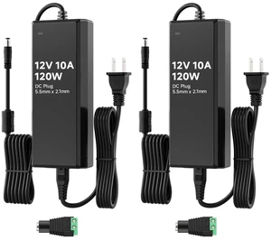 DC12V 10A 120W LED Driver 2 Pack, Power Supply 100-240V AC to 12V DC 120W Converter, Over Voltage Protection, Short Circuit Protection DC12V 10A 120W LED Driver 2 Pack, Power Supply 100-240V AC to 12V DC 120W Converter, Over Voltage Protection, Short Circuit Protection