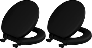 Padded Toilet Seat, Cushioned Soft Vinyl over Wood Core Seat, Secure Hinges, Easy Clean, Made in USA, Round, Black (Pack of 2) Padded Toilet Seat, Cushioned Soft Vinyl over Wood Core Seat, Secure Hinges, Easy Clean, Made in USA, Round, Black (Pack of 2)
