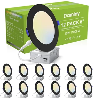 12 Pack 6 Inch LED Recessed Lighting, Canless Wafer Downlight 5CCT, Ultra-Thin Recessed Light with Junction Box, Dimmable, 10W 1100LM 120V, IC&Damp Rated 12 Pack 6 Inch LED Recessed Lighting, Canless Wafer Downlight 5CCT, Ultra-Thin Recessed Light with Junction Box, Dimmable, 10W 1100LM 120V, IC&Damp Rated