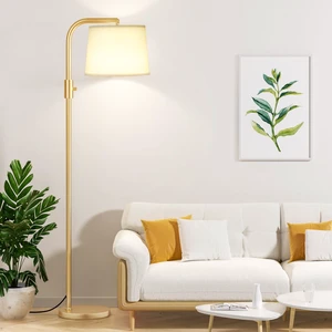 Fully Dimmable Floor Lamp - Floor Lamps with 9W LED Bulb, Standing Lamps for Living Room with Adjust Head, Modern Standing Tall Light Rotary Switch for Office(Gold and Beige) Fully Dimmable Floor Lamp - Floor Lamps with 9W LED Bulb, Standing Lamps for Living Room with Adjust Head, Modern Standing Tall Light Rotary Switch for Office(Gold and Beige)