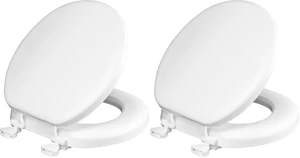 Padded Toilet Seat, Cushioned Soft Vinyl over Wood Core Seat, Secure Hinges, Easy Clean, Made in USA, Round, White (Pack of 2) Padded Toilet Seat, Cushioned Soft Vinyl over Wood Core Seat, Secure Hinges, Easy Clean, Made in USA, Round, White (Pack of 2)
