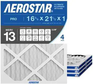 Air Filter 16.375x21.5x1 MERV 13 AC Filter, Furnace Filter, 4 Pack ACTUAL SIZE (16.50 x 21.50 x 0.75) AC Filter, Furnace Filter, Allergies, Dust, Pet Dander & Smoke MERV 13 (MPR 1500) Air Filter 16.375x21.5x1 MERV 13 AC Filter, Furnace Filter, 4 Pack ACTUAL SIZE (16.50 x 21.50 x 0.75) AC Filter, Furnace Filter, Allergies, Dust, Pet Dander & Smoke MERV 13 (MPR 1500)