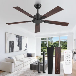 52 Inch Ceiling Fan No Light with Remote, 6-Speeds Quiet Reversible DC Motor, Black Ceiling Fan Without Light, Indoor/Outdoor Ceiling Fans for Patios, Living Room, Garage 52 Inch Ceiling Fan No Light with Remote, 6-Speeds Quiet Reversible DC Motor, Black Ceiling Fan Without Light, Indoor/Outdoor Ceiling Fans for Patios, Living Room, Garage