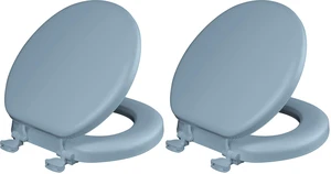 Padded Toilet Seat, Cushioned Soft Vinyl over Wood Core Seat, Secure Hinges, Easy Clean, Made in USA, Round, Sky Blue (Pack of 2) Padded Toilet Seat, Cushioned Soft Vinyl over Wood Core Seat, Secure Hinges, Easy Clean, Made in USA, Round, Sky Blue (Pack of 2)