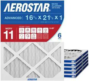 Air Filter 16.375x21.5x1 MERV 11 AC Filter, Furnace Filter, 6 Pack ACTUAL SIZE (16.50 x 21.50 x 0.75) AC Filter, Furnace Filter, Dust, Pet Dander, Smoke & Allergies MERV 11 (MPR 1200) Air Filter 16.375x21.5x1 MERV 11 AC Filter, Furnace Filter, 6 Pack ACTUAL SIZE (16.50 x 21.50 x 0.75) AC Filter, Furnace Filter, Dust, Pet Dander, Smoke & Allergies MERV 11 (MPR 1200)