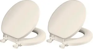 Padded Toilet Seat, Cushioned Soft Vinyl over Wood Core Seat, Secure Hinges, Easy Clean, Made in USA, Round, Biscuit (Pack of 2) Padded Toilet Seat, Cushioned Soft Vinyl over Wood Core Seat, Secure Hinges, Easy Clean, Made in USA, Round, Biscuit (Pack of 2)