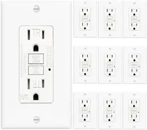 (15 AMP-10 Pack) GFCI Outlet WR White Tamper Resistant, Weather Resistant GFI Receptacle with Self-Test, LED Indicator,UL Listed, Easy Install Ground Fault Outlet for Outdoor Use & Bathroom (15 AMP-10 Pack) GFCI Outlet WR White Tamper Resistant, Weather Resistant GFI Receptacle with Self-Test, LED Indicator,UL Listed, Easy Install Ground Fault Outlet for Outdoor Use & Bathroom
