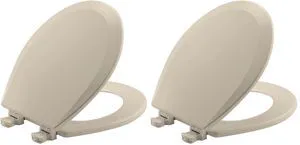 500EC Durable Wood Toilet Seat with Easy Clean Hinges, Made in USA, Round, Almond (Pack of 2) 500EC Durable Wood Toilet Seat with Easy Clean Hinges, Made in USA, Round, Almond (Pack of 2)