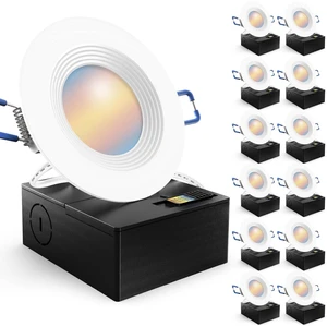 12 Pack 3 Inch Recessed Lighting LED, 5CCT, Canless, Slim, 6W=50W Selectable CCT 2700K/3000K/4000K/5000K/6000K, 550LM, Includes Junction Box, Dimmable, Ceiling Downlight, Slim Wafer Lighting 12 Pack 3 Inch Recessed Lighting LED, 5CCT, Canless, Slim, 6W=50W Selectable CCT 2700K/3000K/4000K/5000K/6000K, 550LM, Includes Junction Box, Dimmable, Ceiling Downlight, Slim Wafer Lighting