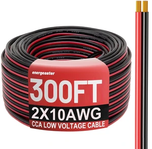 10 Gauge Wire 300FT, 10AWG Automotive Wire Electrical Wire 2 Conductors Red Black Cable, Low Voltage Copper Clad Aluminum Extension Cord for Speaker Wire, LED, Automotive 12V/24V DC 10 Gauge Wire 300FT, 10AWG Automotive Wire Electrical Wire 2 Conductors Red Black Cable, Low Voltage Copper Clad Aluminum Extension Cord for Speaker Wire, LED, Automotive 12V/24V DC
