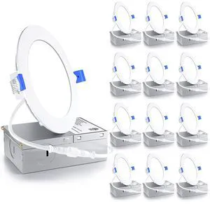 12 Pack 4 Inch LED Recessed Light, 6000K Dimmable Canless Wafer 6000K Clear White, 5%-100% Dimmable, 750LM 9W 120V, IC & Damp Rated, ETL & FCC & UL Certified, 50000h Life Span 12 Pack 4 Inch LED Recessed Light, 6000K Dimmable Canless Wafer 6000K Clear White, 5%-100% Dimmable, 750LM 9W 120V, IC & Damp Rated, ETL & FCC & UL Certified, 50000h Life Span