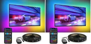 TV LED Backlight,RGBIC Smart LED Strip Lights for 70-80 inch TVs, Bluetooth and Wi-Fi Control, Compatible with Alexa & Google Assistant, Music Sync, 99+ Scene Modes, Adapter (Pack of 2) TV LED Backlight,RGBIC Smart LED Strip Lights for 70-80 inch TVs, Bluetooth and Wi-Fi Control, Compatible with Alexa & Google Assistant, Music Sync, 99+ Scene Modes, Adapter (Pack of 2)