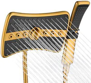 Dual Shower Head with Handheld, High Pressure Rainfall Shower Head Combo, 60-Inch Stainless Steel Hose, Brushed Gold Dual Shower Head with Handheld, High Pressure Rainfall Shower Head Combo, 60-Inch Stainless Steel Hose, Brushed Gold
