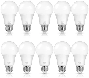 A19 LED Light Bulbs, 100 Watt Equivalent, Daylight White 5000K, 1500LM, E26 Base, Non-Dimmable, 13W Bright White Bulbs, 10-Pack A19 LED Light Bulbs, 100 Watt Equivalent, Daylight White 5000K, 1500LM, E26 Base, Non-Dimmable, 13W Bright White Bulbs, 10-Pack